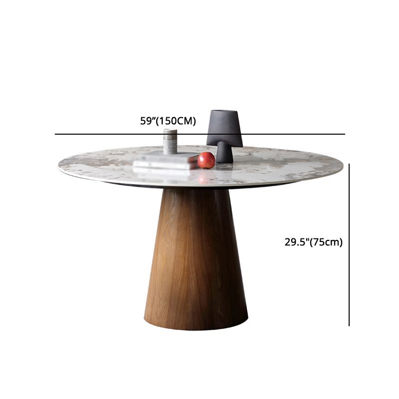 Modern Ashwood Dinette Set 1/3/4/5/7 Pieces Round Dining Table Set with Sintered Stone Top