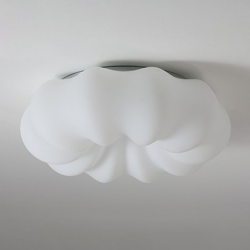 LED Modern Metal Flush Mount Cloud Shape Ceiling Light with Plastic Shade for Bedroom