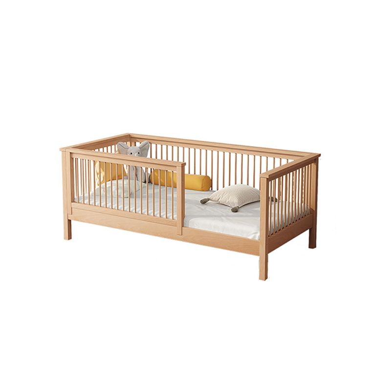 Modern Solid Wood Baby Crib Beech Nursery Bed with Guardrail