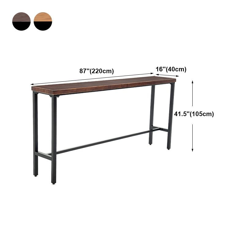 Wood Cocktail Bar Table with Rectangle Table Top Black Trestle Table - 41.3" H