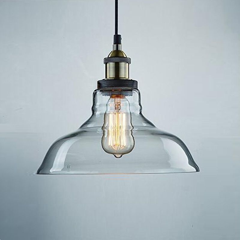 Transparante glazen koepelschading suspensielamp vintage industrie stijl enkele lamp hangend licht voor gangpad