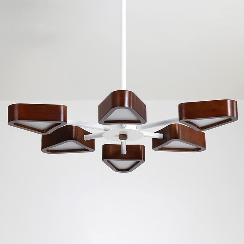 Wooden Sputnik Pendant Light in Modern Concise Style Wrought Iron Ceiling Light for Living Room