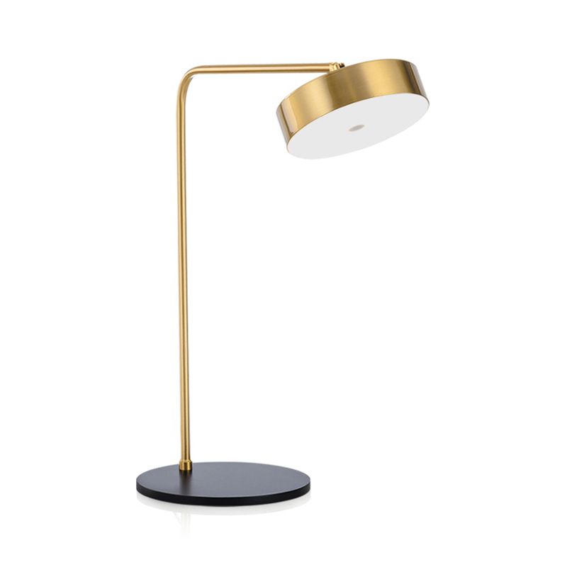 Metallic Round Shade Desk Lamp Contemporary Style 1 Light Black/Gold Desk Lighting for Bedroom