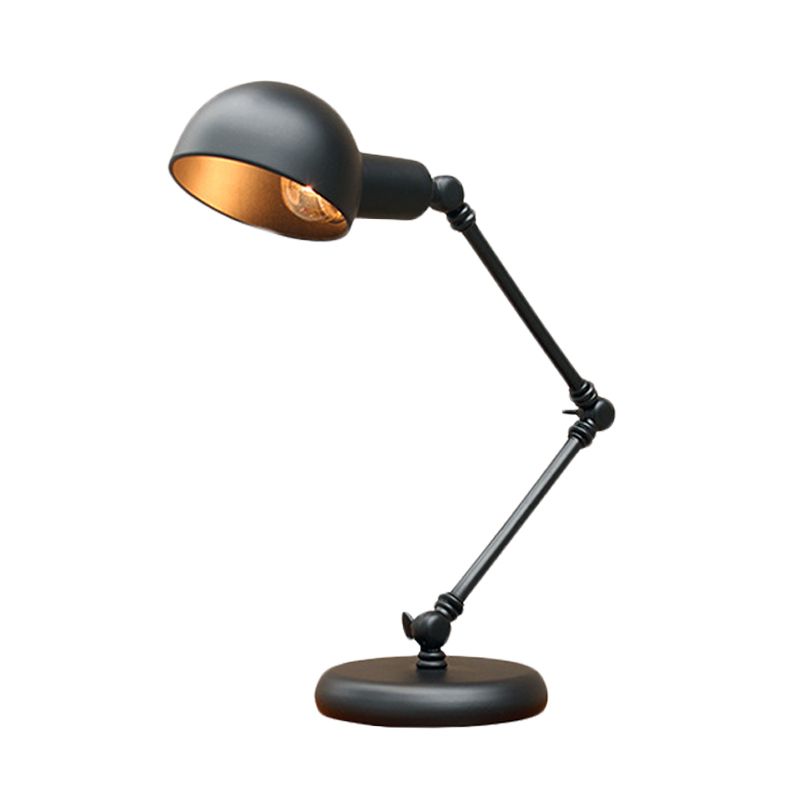 Dome Restaurant Table Lighting Vintage Iron 1-Head 4.5"/6" Wide Black Finish Desk Lamp with Swing Arm