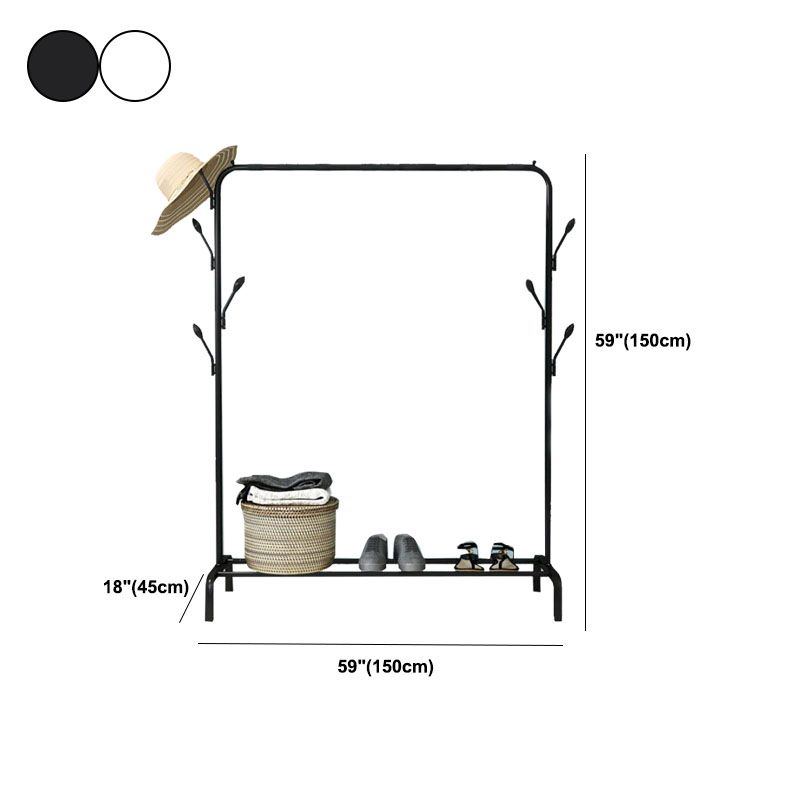 Stable Metallic Coat Hanger Free Standing Coat Rack With Storage Shelving