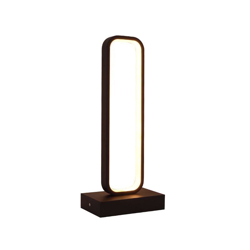 Rectangle 1 Light Table Lamp Contemporary Metal Nightstand Lamps in Black