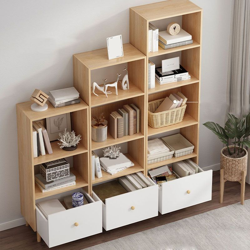 Contemporary Floor Engineered Wood Bookcase Open Shelf for Home