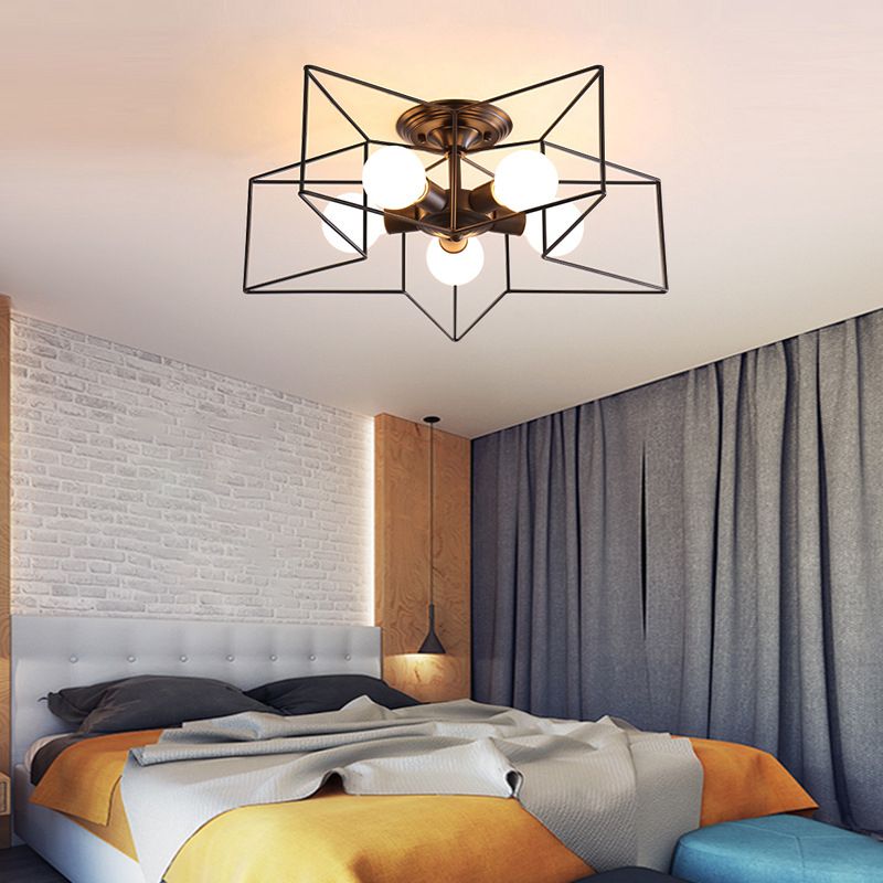 Modern Star Shape Flush Mount Light Fixtures 5 Light Flush Mount Ceiling Light