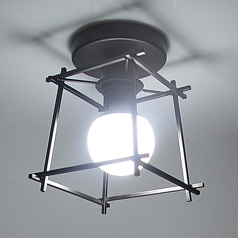 Square Semi Flush Chandelier Retro Industrial Style 1 Light Metal Plafond Lighttures pour le couloir