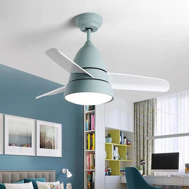 Modern Simple Ceiling Fan Lamp Cone Shape LED Ceiling Fan Light for Bedroom