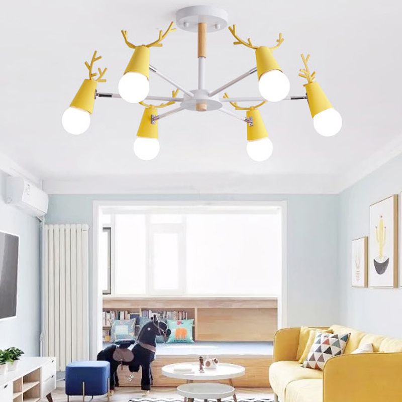 Lustre de style nordique Macaron Light Metal Wood Pendant Light pour le salon