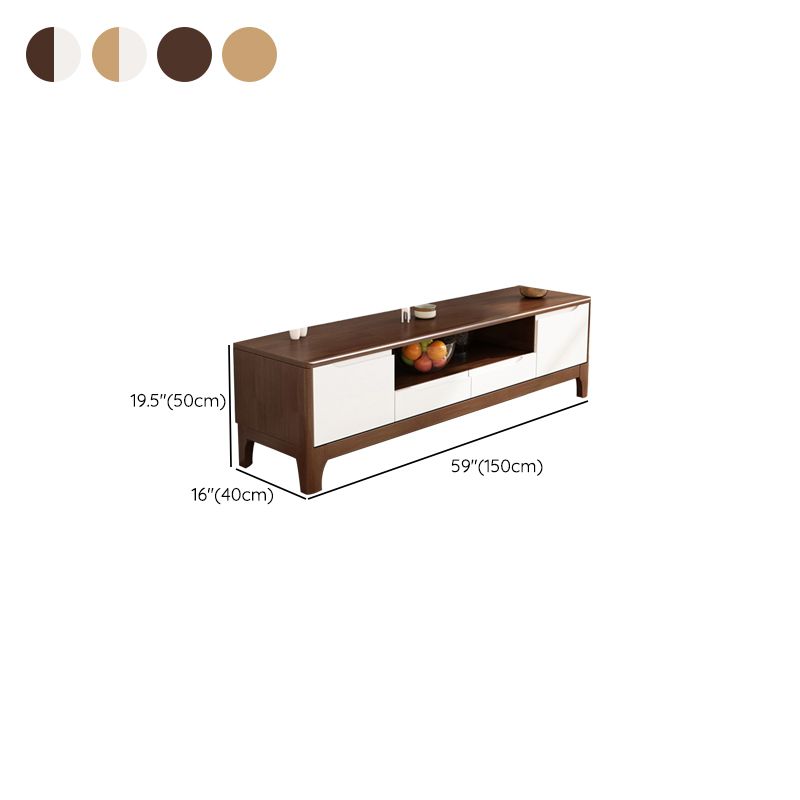 Rubber Wood Media Console Contemporary 2 Drawers TV Console with Splayed Wooden Legs