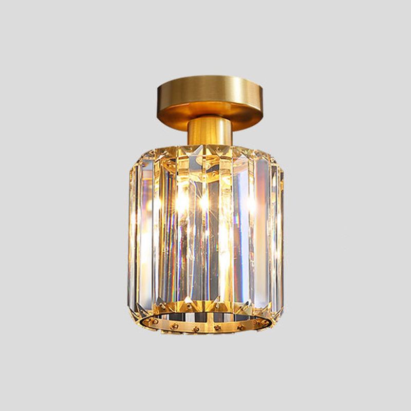 American Style Ceiling Light Geometry Shape Ceiling Lamp with Crystal Shade for Bedroom