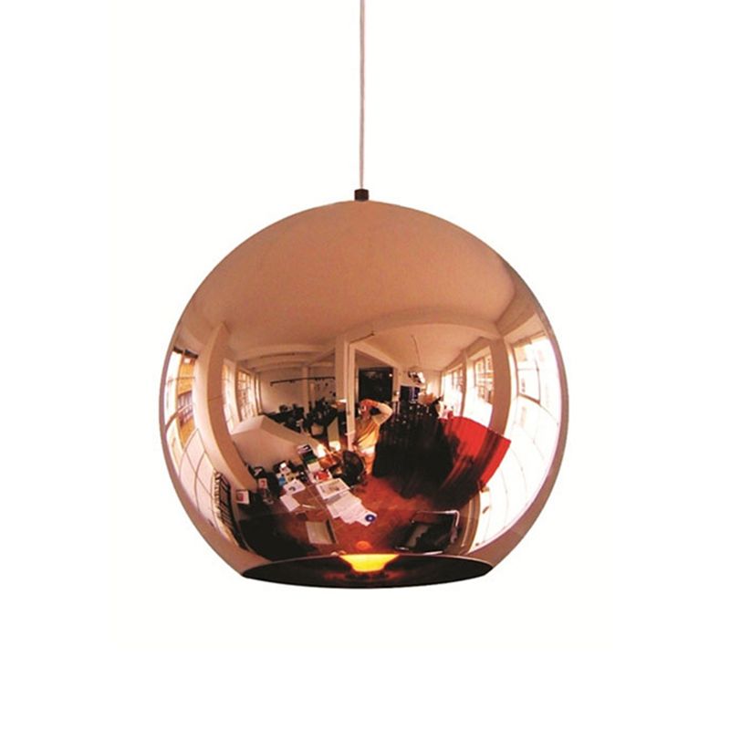 Sospensione in vetro a specchio Luce Light Postmodern 1 Testa Copper Ciondolo per il ristorante