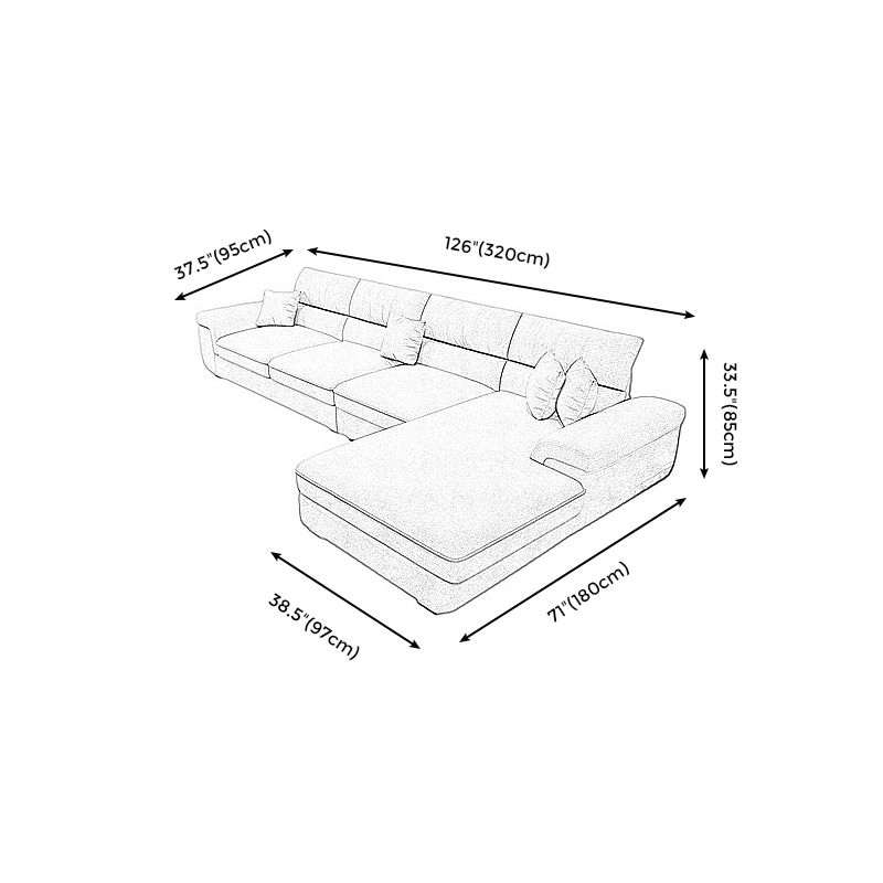 Pillow Top Arm Sectional Contemporary Sectional with Removable Cushions for Living Room