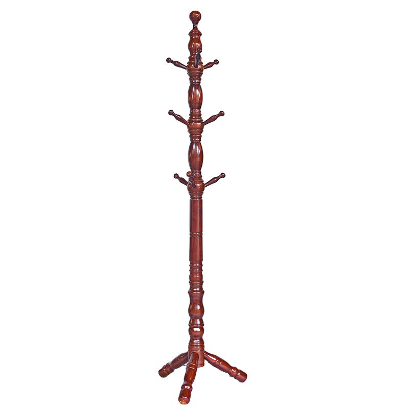 Modern Clothes Hanger Solid Wood Free Standing Coat Rack with Coat Hooks