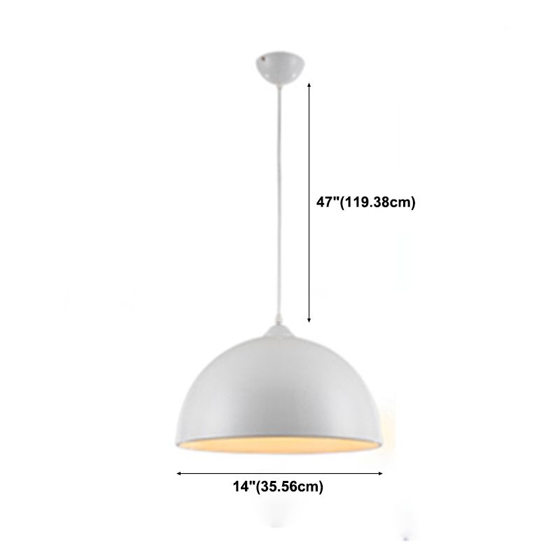 1-Light Dome Shade Pendant Lamp, Contemporary Metal Hanging Light for Restaurant