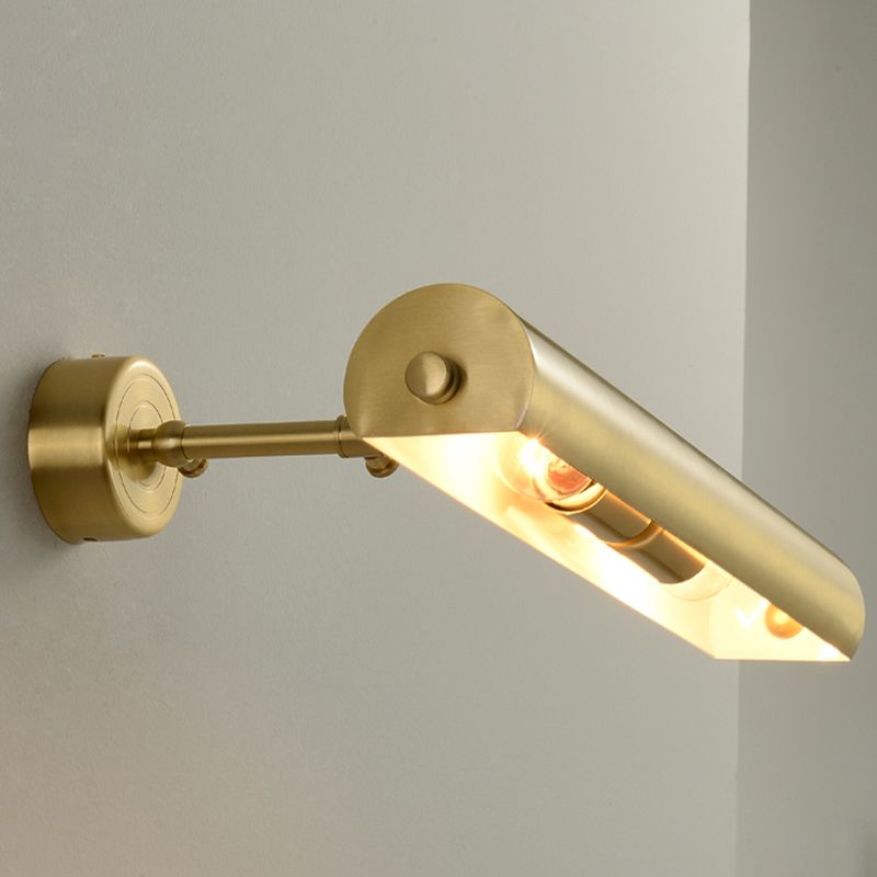 Lámparas de pared LED de cilindro de estilo moderno Ideas de iluminación de pared de espejo de 2 luces en oro en oro