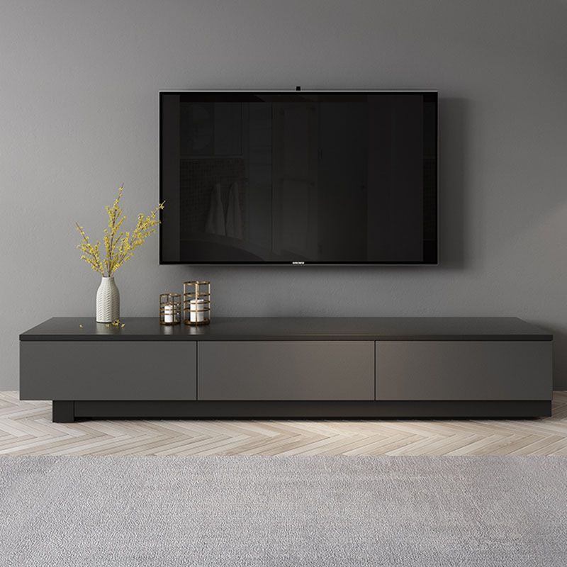 Contemporary TV Stand Console , 3 - Drawers Sliding TV Stand in Black / White