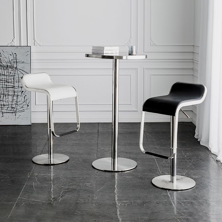 Modern Silver Metal Counter Table with Round Table Top Silver Pedestal Table