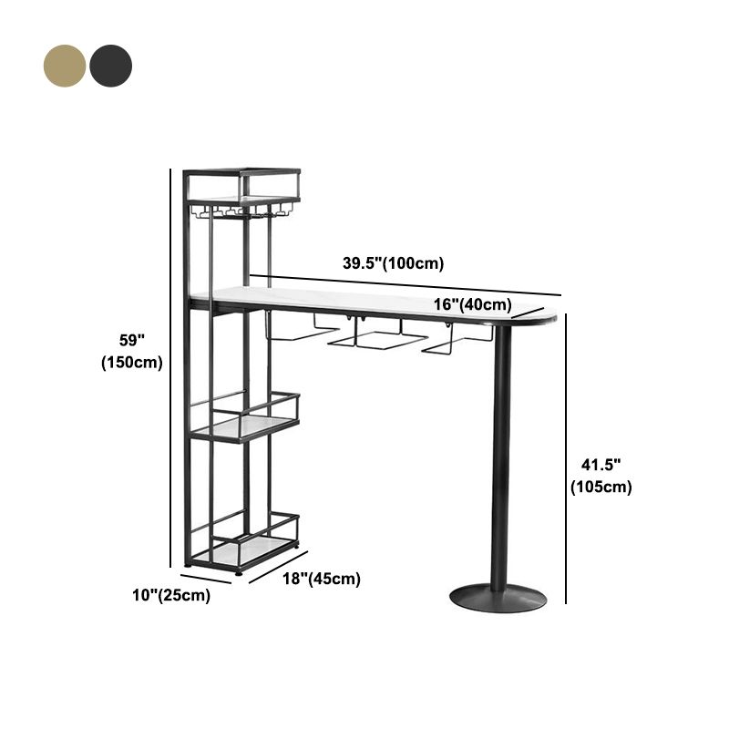 Contemporary Style Stone Bar Counter Table Metal Bar Counter Table