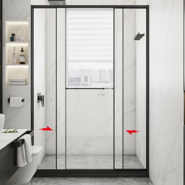 Transparent Tempered Shower Bath Door Double Sliding Framed Shower Doors