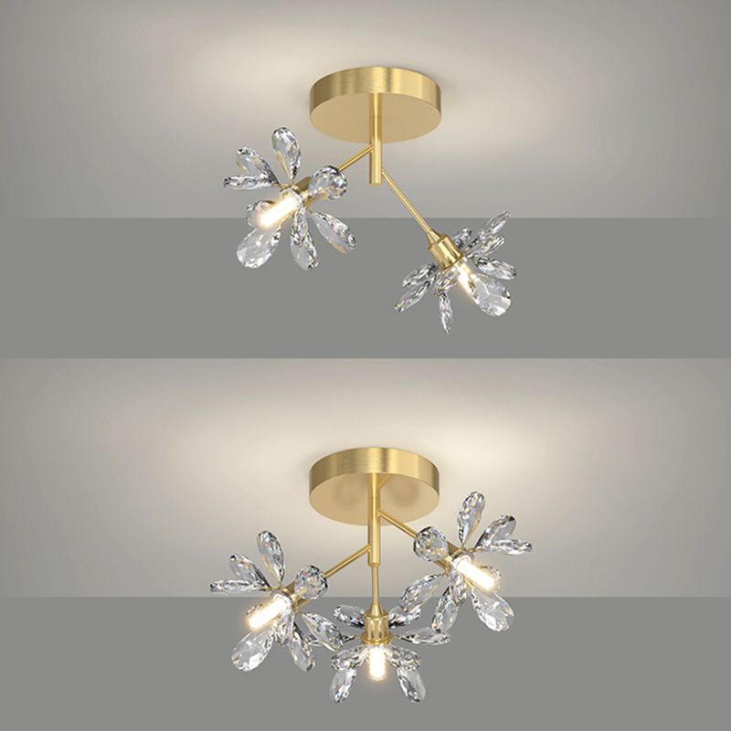 Starburst Flush Ceiling Lights Modern Crystal Flush Mount for Hallway