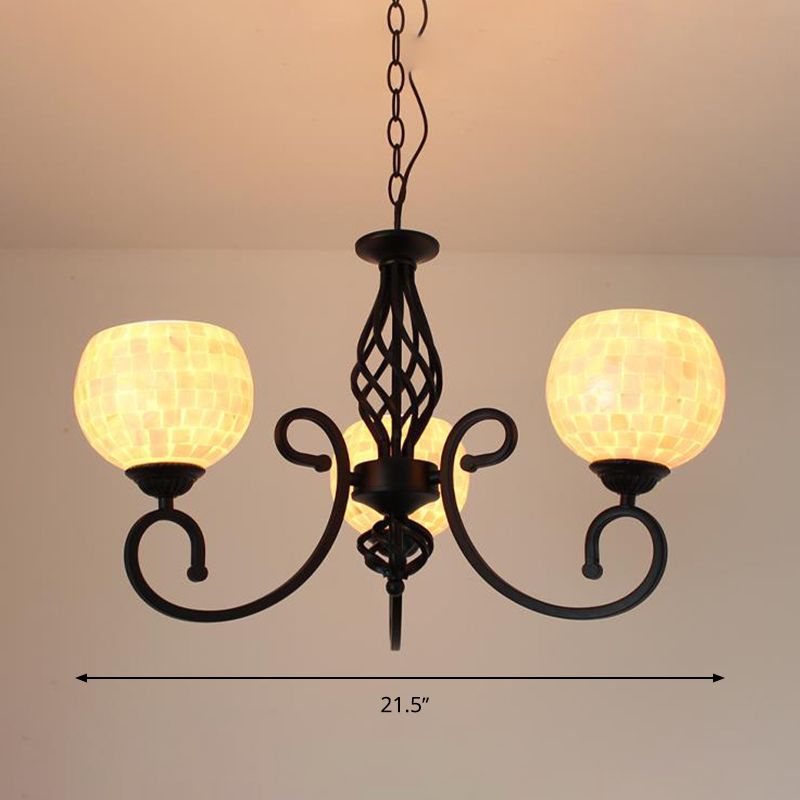 White 5/6/8 Lights Chandelier Light Fixture Baroque Shell Globe Suspension Lighting for Kitchen