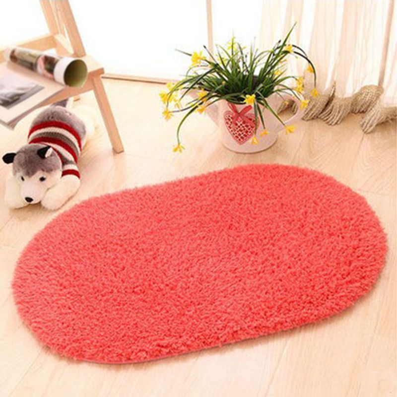 Red and Brown Bedroom Rug Casual Solid Color Area Rug Polyester Pet Friendly Washable Carpet