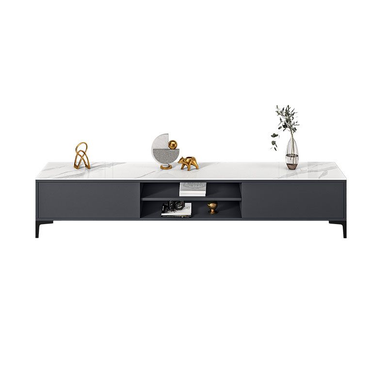 Glam TV Media Console 2 Doors Glass Top Media Console TV Stand