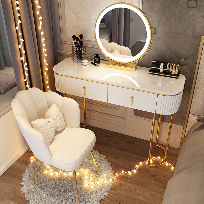 Glam With Drawer Lighted Mirror Bedroom Wooden Dressing Table