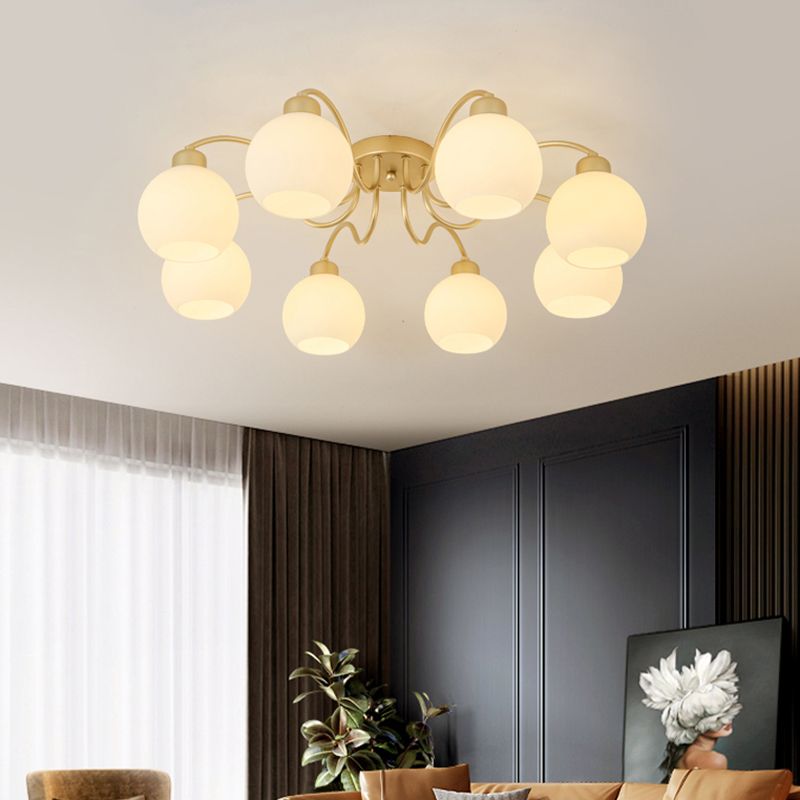 Nordic Style Golden Ceiling Light Ball Shape Shade Ceiling Lamp for Living Room