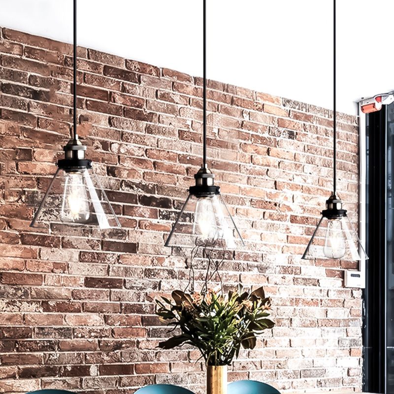 1 Lichtkegel Anhänger Beleuchtung Industrial Black Clear Glass Hanging Leuchte für Wohnzimmer