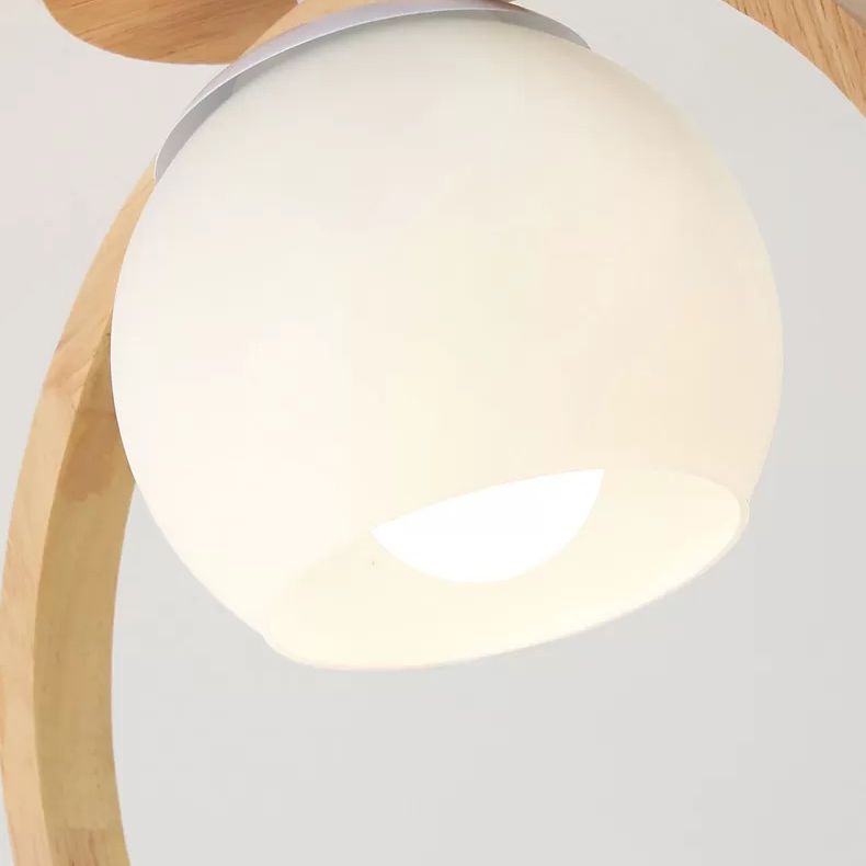 Aisle Ceiling Flush Mount Light Modern Wood Ceiling Mounted Light with Circle Wooden Shade