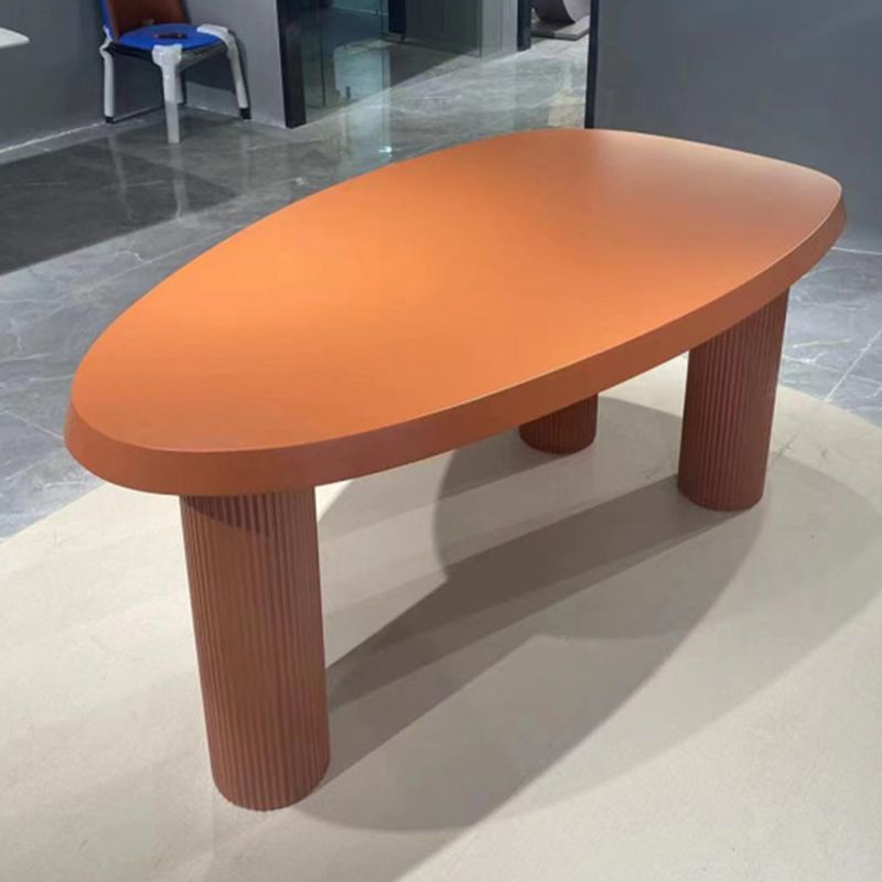 Irregular Shaped Office Conference Table Wood Writing Desk in Orange