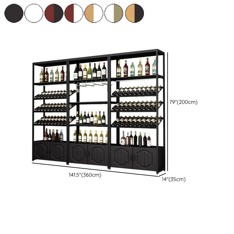 Freestanding Mid-Century Modern Wine Holder Wood and Metal Wine Jail Manufactured Wood