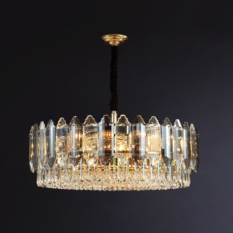 Circular Ceiling Lighting Postmodern K9 Crystal Living Room Chandelier Light Fixture in Clear