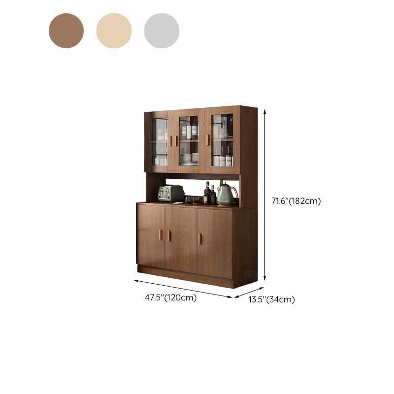 Modern Engineered Wood Dining Server Antique Finish Sideboard with Glass Door