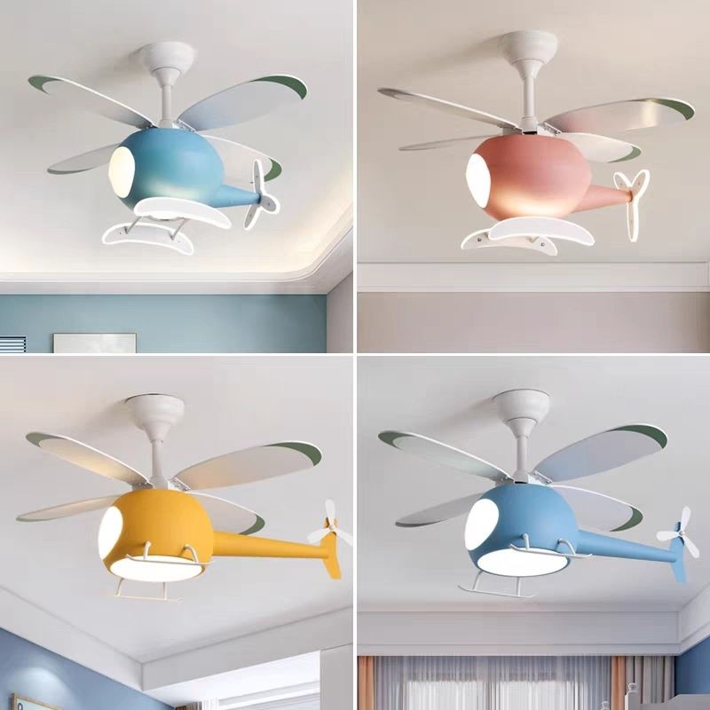 Kids Creative Airplane LED LED LIGHT LIGHT FAN LIGHT ANDAGGIO con ombra acrilica