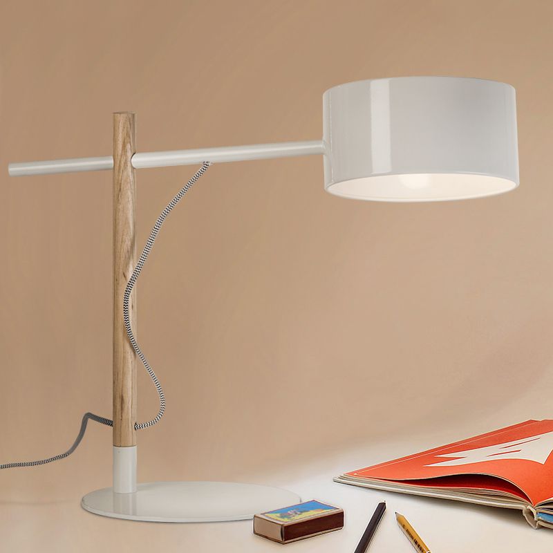 Drum Shade Desk Lampy Contemporary Style Steel 1 Livre de lecture rouge / blanc clair Light for Study Room