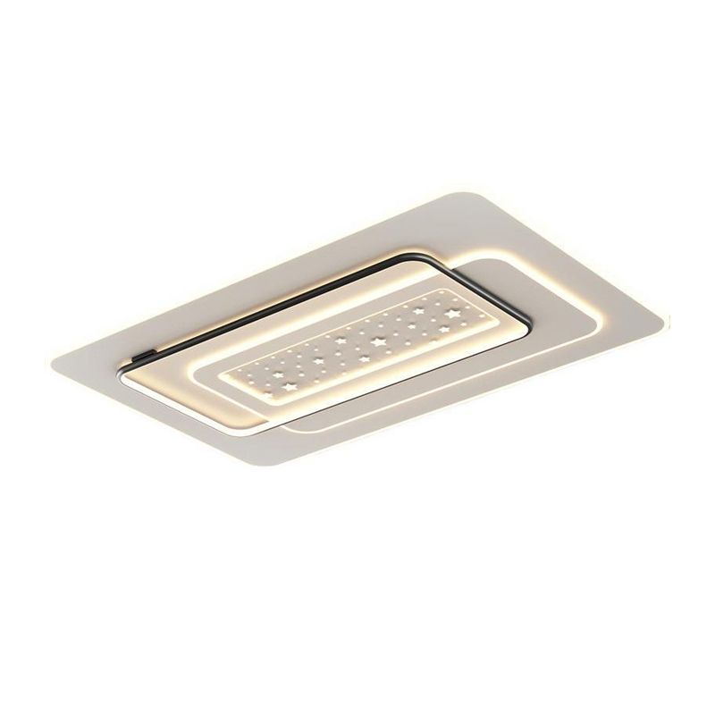 Contemporary Ceiling Lighting Metal Flush Mount Fixture in Black and White for Bedroom