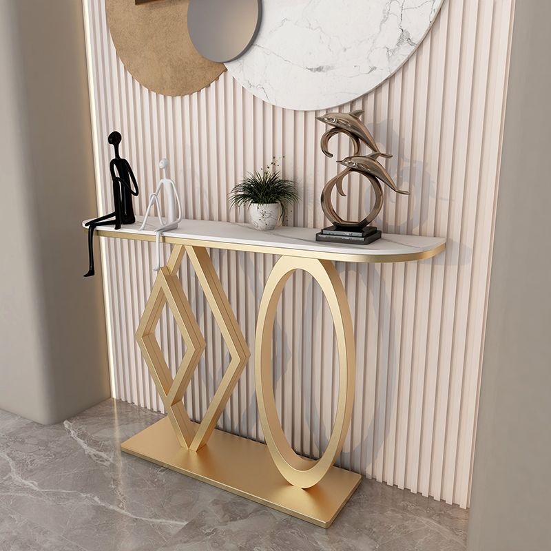 Glam Half Moon Console Accent Table Antique Finish Console Table