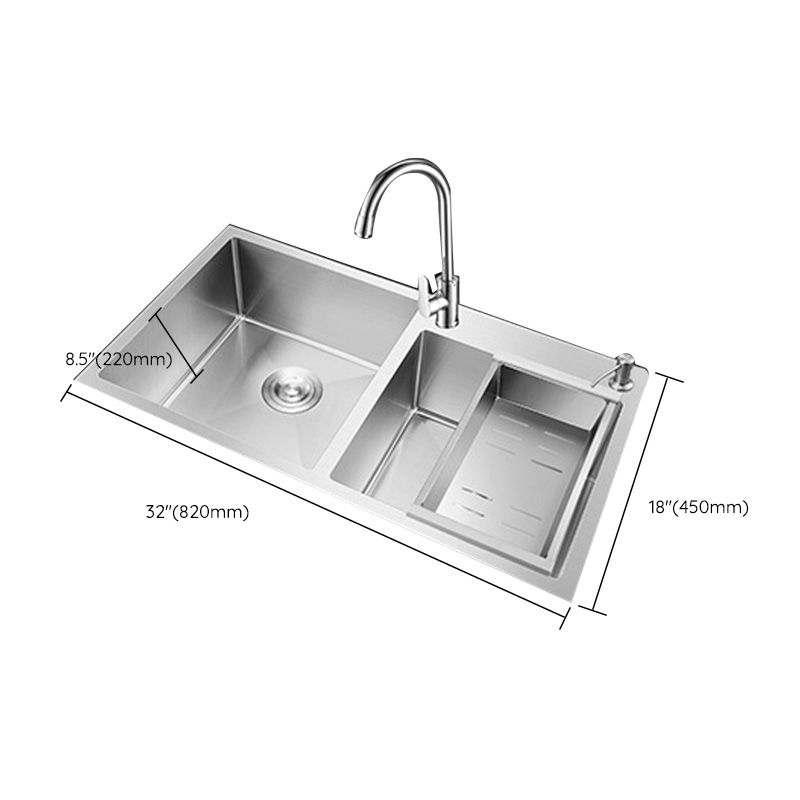 Rectangle Stainless Steel Kitchen Sink with Drain Assembly Contemporary Sink