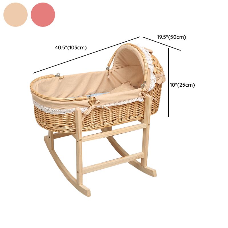 Traditional Wood Nursery Crib Oval Wicker Moses Basket in Natural