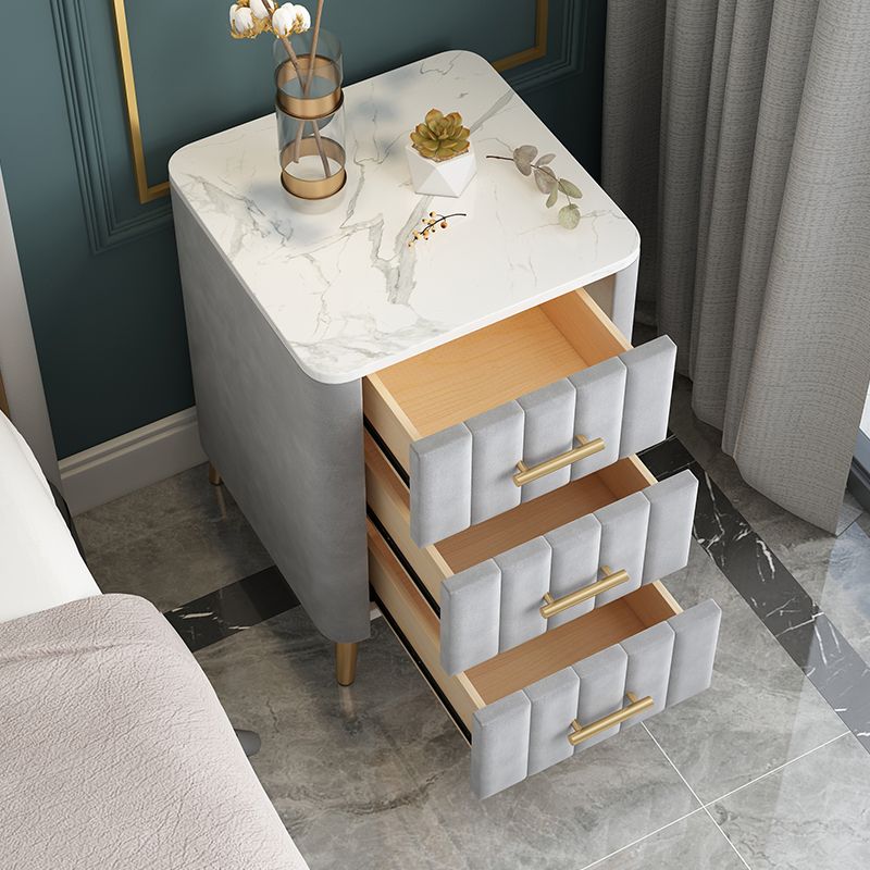 Drawer Storage Bed Nightstand Marble Bedside Cabinet for Bedroom