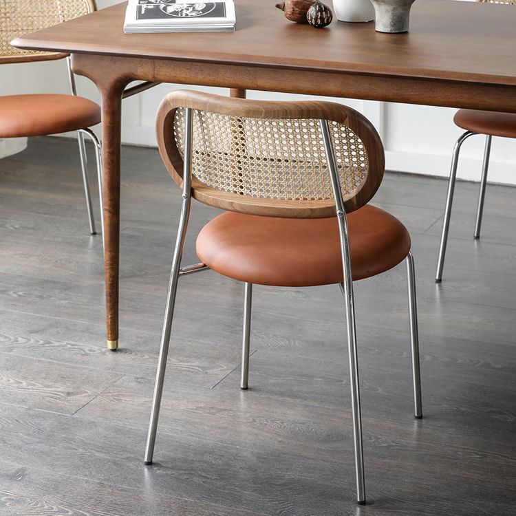 Industrial Style Faux Leather Dining Chairs Open Back Dining Side Chair