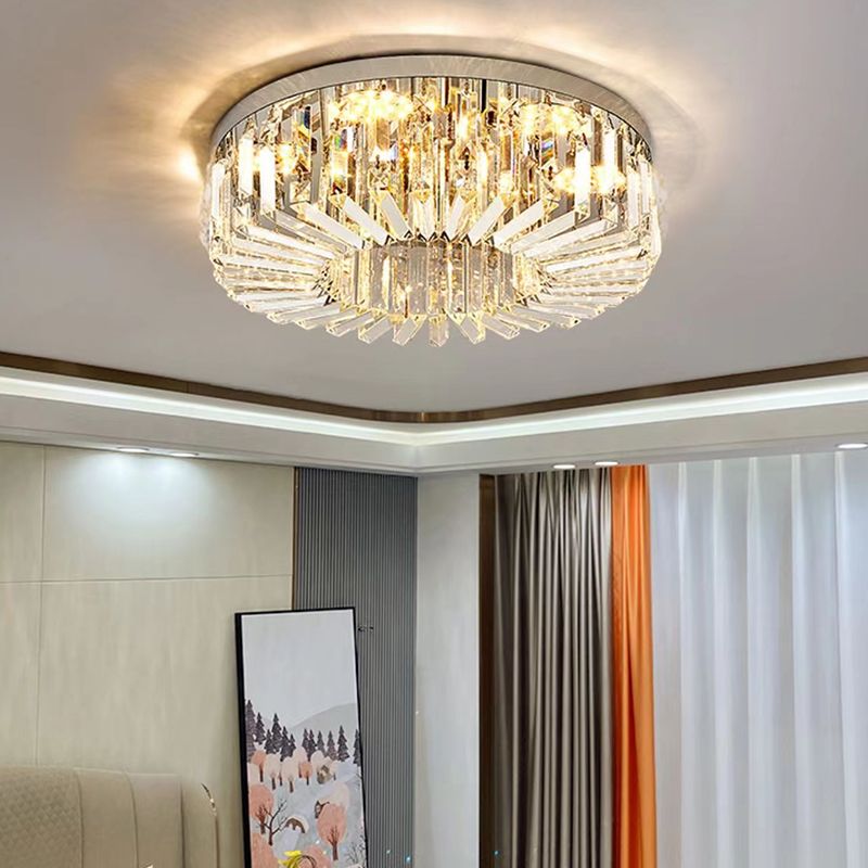 Modern Flush Mount Lamp Round Ceiling Lighting with Crystal for Bedroom