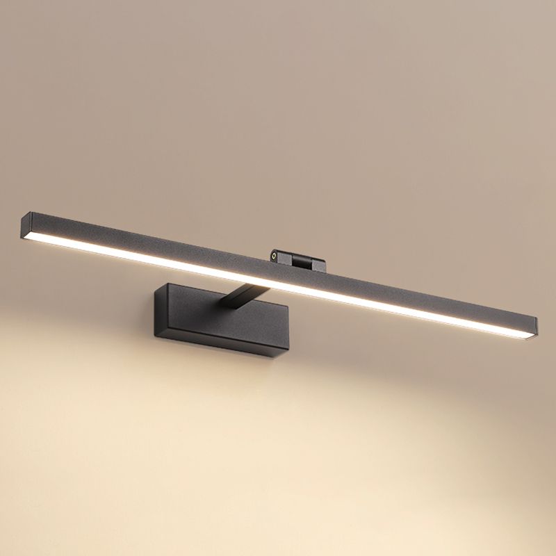 Modern Black Linear Wall Mount Light Fixture Metal 1-Light Wall Lamp for Bathroom