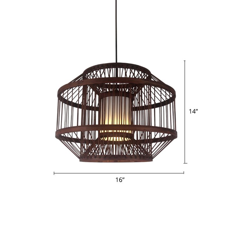 Weaving Restaurant Affermazione Bamboo Bamboo Single Modern Impiccance Light in Coffee