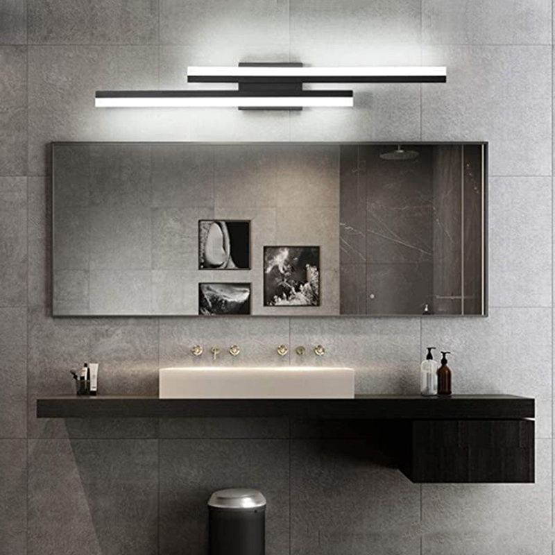 Black 2-Light Modernism Bathroom Vanity Light LED Metal Bath Bar